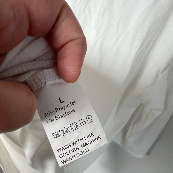 Basic White Long Sleeve Top Size Large - Picture 3 of 3